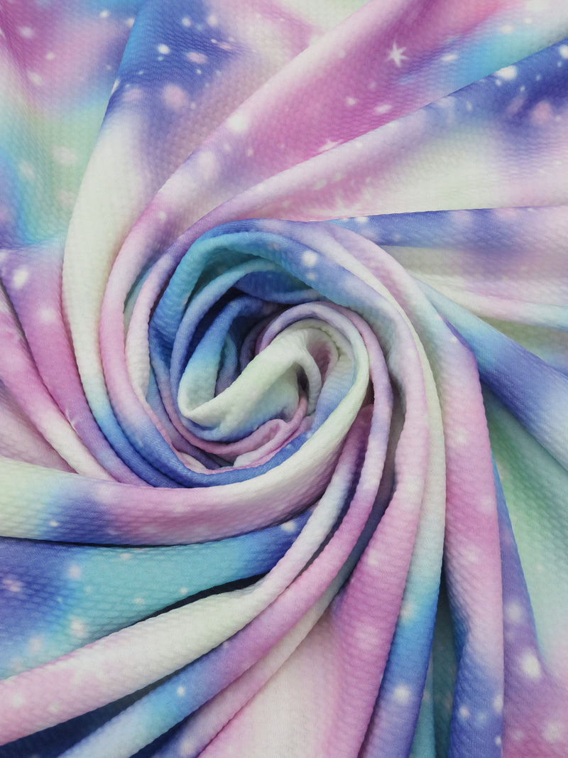 Ballet Pink/Sea Glass/Amethyst/Multi Polyester/Lycra Cosmic Tie-Dye Print Liverpool Double Knit 56W