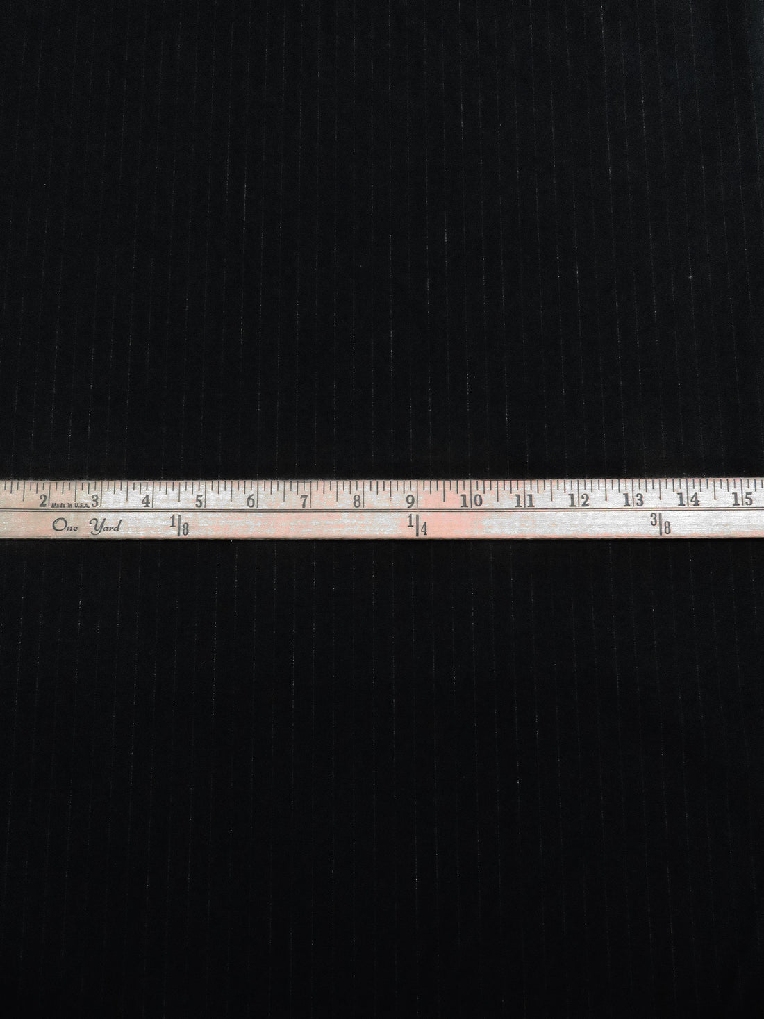 Pitch Black/White Polyester/Rayon/Lycra Faded Vertical Pinstripe Stretch Suiting 58W