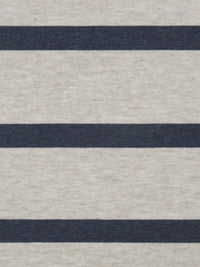 Heathered Accessible Beige/Space Blue Rayon/Lycra Horizontal Stripe Design Jersey Knit 62W