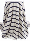 Heathered Accessible Beige/Space Blue Rayon/Lycra Horizontal Stripe Design Jersey Knit 62W