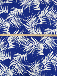 Sapphire/White Polyester/Lycra Palm Frond Print DTY Knit 56W