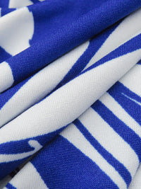 Sapphire/White Polyester/Lycra Palm Frond Print DTY Knit 56W