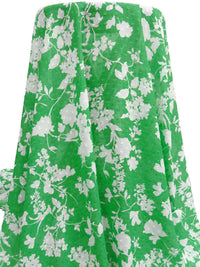 Grass Green/White 100% Polyester Floral Print On Eyelash Dot Chiffon 56W