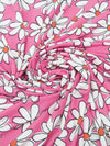 Carnation Pink/White/Orange Soda/Black Polyester/Lycra Daisy Print DTY Knit 58W