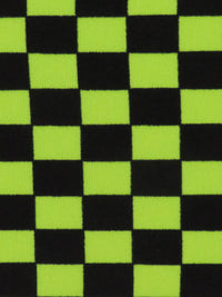 Electric Lime/Black Polyester/Lycra Checkered Print Double Brushed Knit 54W