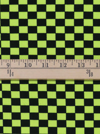 Electric Lime/Black Polyester/Lycra Checkered Print Double Brushed Knit 54W