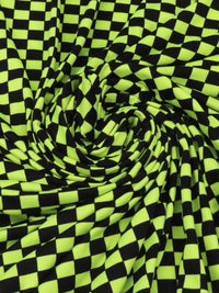 Electric Lime/Black Polyester/Lycra Checkered Print Double Brushed Knit 54W