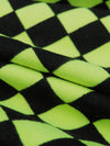 Electric Lime/Black Polyester/Lycra Checkered Print Double Brushed Knit 54W