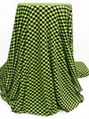 Electric Lime/Black Polyester/Lycra Checkered Print Double Brushed Knit 54W