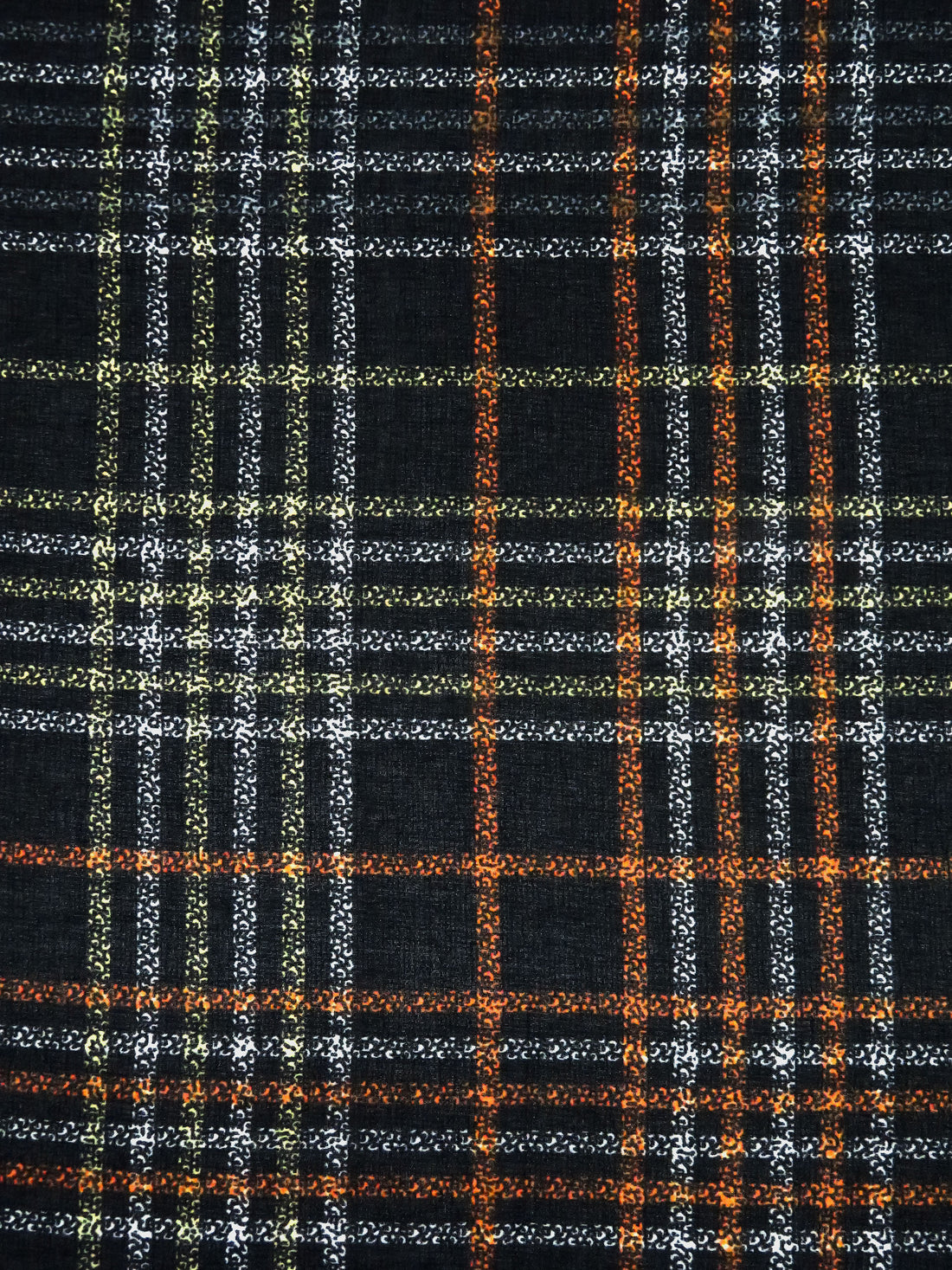 Black/Pumpkin/White/Flax 100% Polyester Plaid Print Georgette 56W