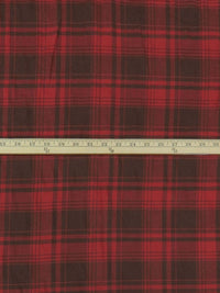 Brick Red/Muted Coffee Brown 100% Cotton Plaid Yarn-Dyed Flannel - NY Designer - 58W