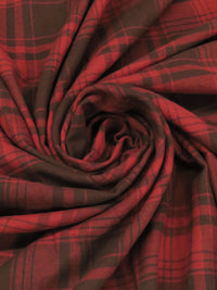 Brick Red/Muted Coffee Brown 100% Cotton Plaid Yarn-Dyed Flannel - NY Designer - 58W