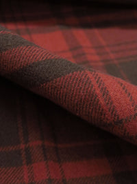 Brick Red/Muted Coffee Brown 100% Cotton Plaid Yarn-Dyed Flannel - NY Designer - 58W