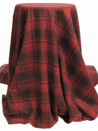 Brick Red/Muted Coffee Brown 100% Cotton Plaid Yarn-Dyed Flannel - NY Designer - 58W