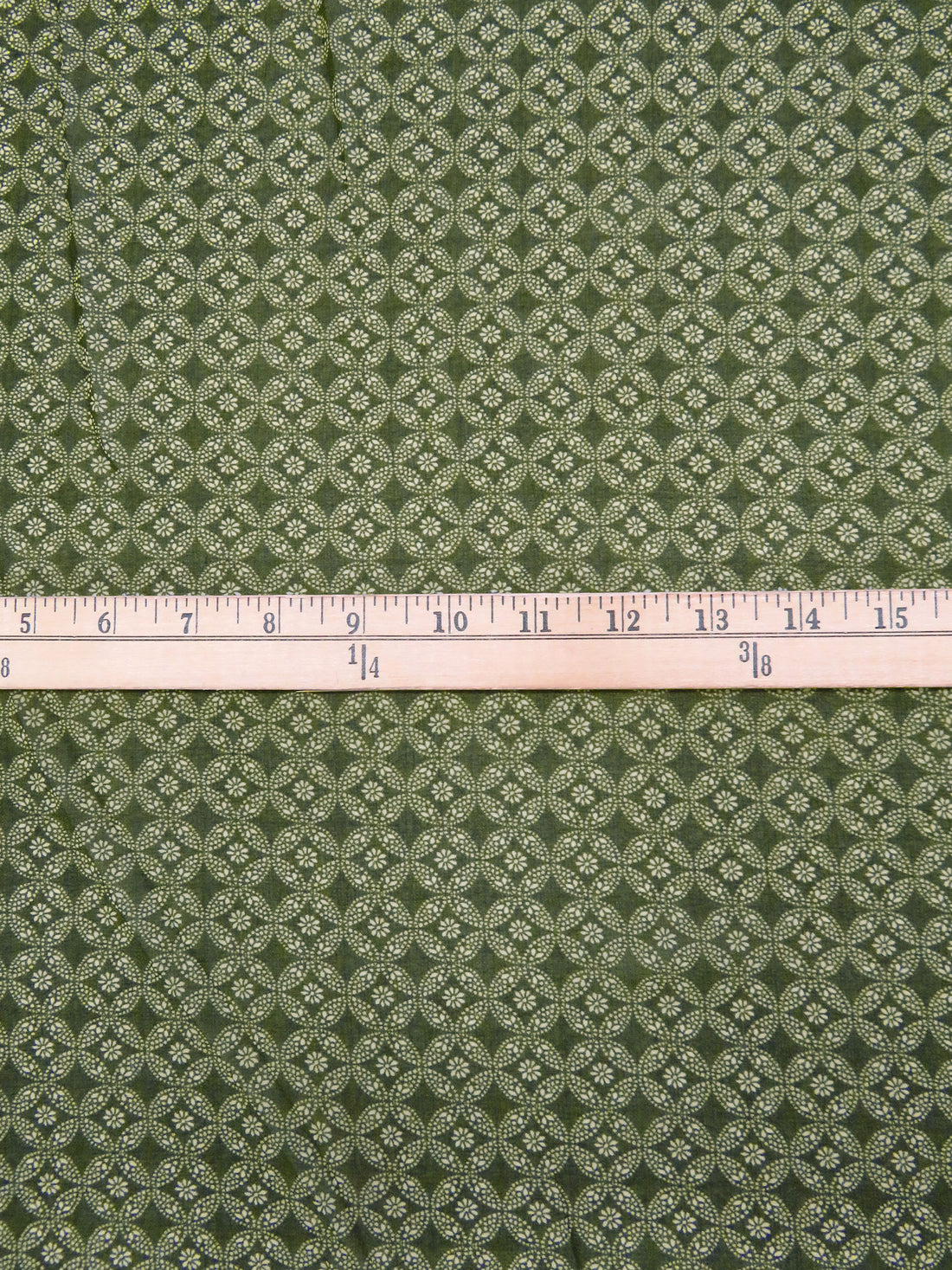 Army Green/Cream Polyester/Lycra Small Floral Medallion Print Stretch Georgette 56W