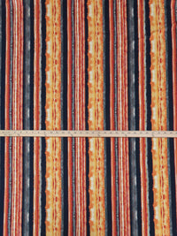 Sunset Orange/Midnight Blue/Slate Gray/Multi Polyester/Lycra Vertical Painterly Stripe Print Double Brushed Knit 56W