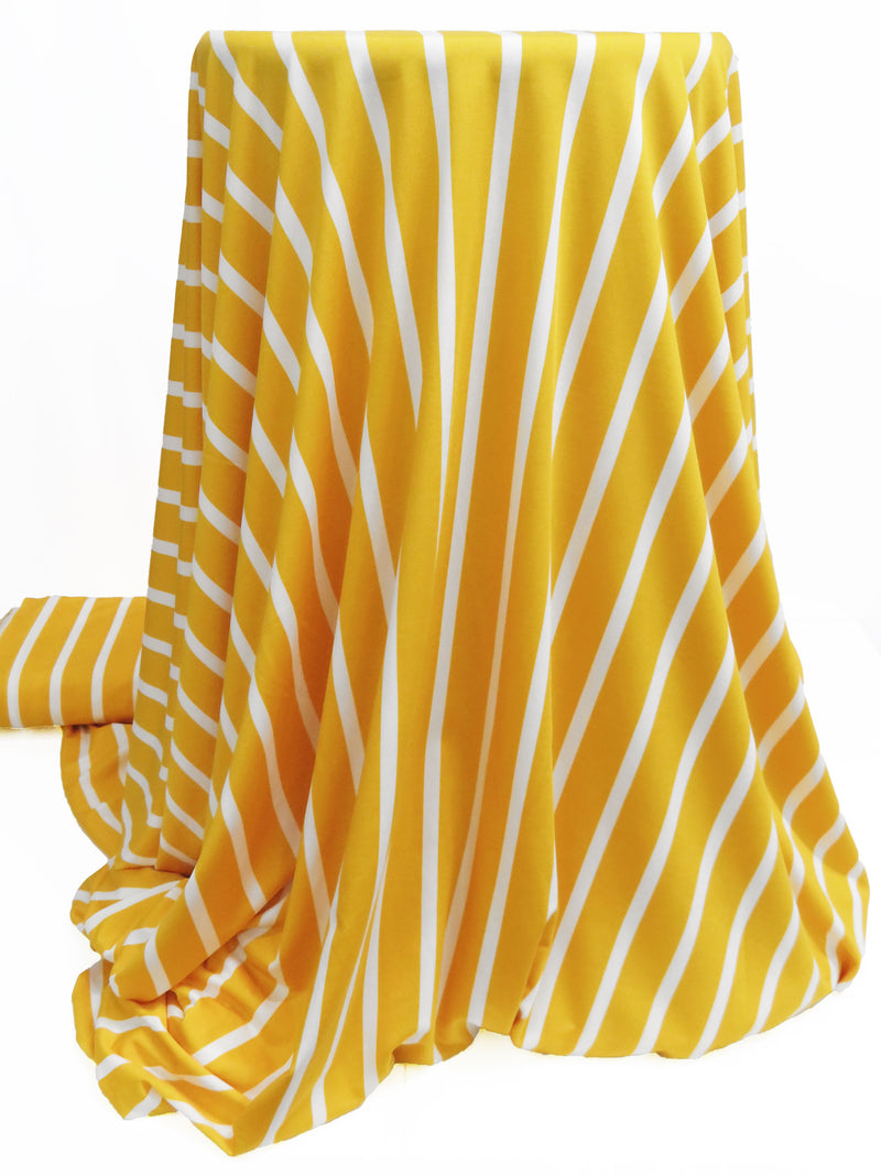 Marigold/White Polyester/Lycra Vertical Stripe Print DTY Knit 58W