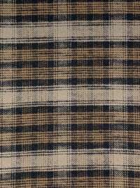 Beachwood Brown/Black/Light Taupe 100% Cotton Plaid Brushed Suiting 56W