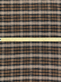 Beachwood Brown/Black/Light Taupe 100% Cotton Plaid Brushed Suiting 56W