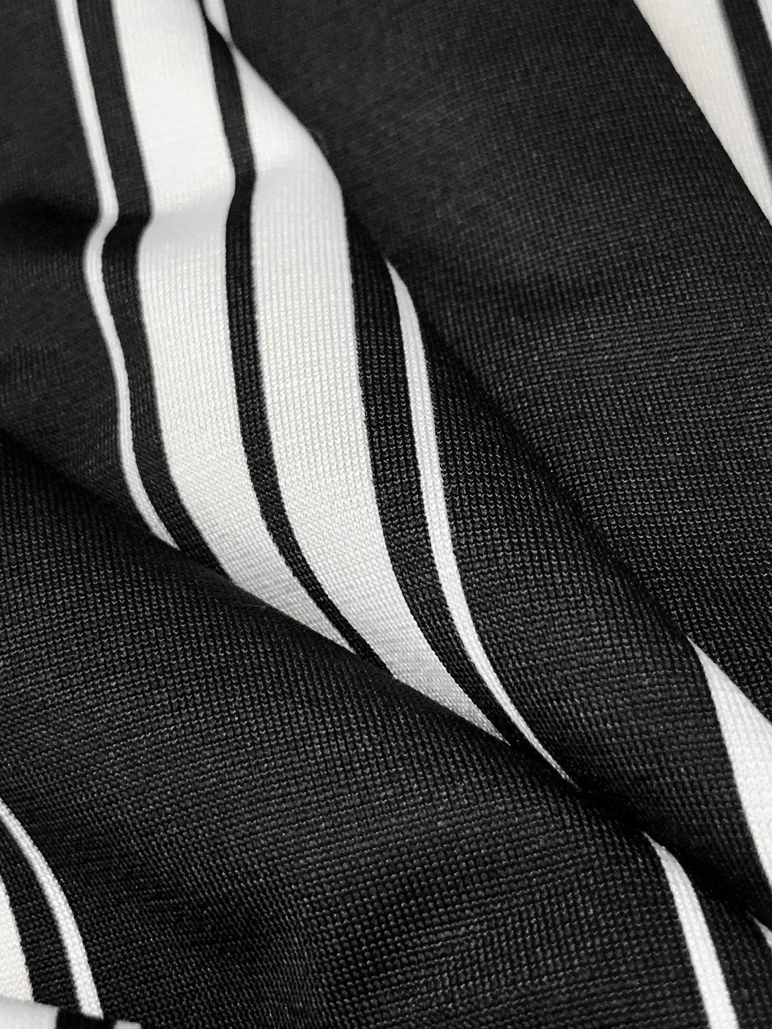 Black/White Polyester/Lycra Vertical Stripe Print DTY Knit 56W