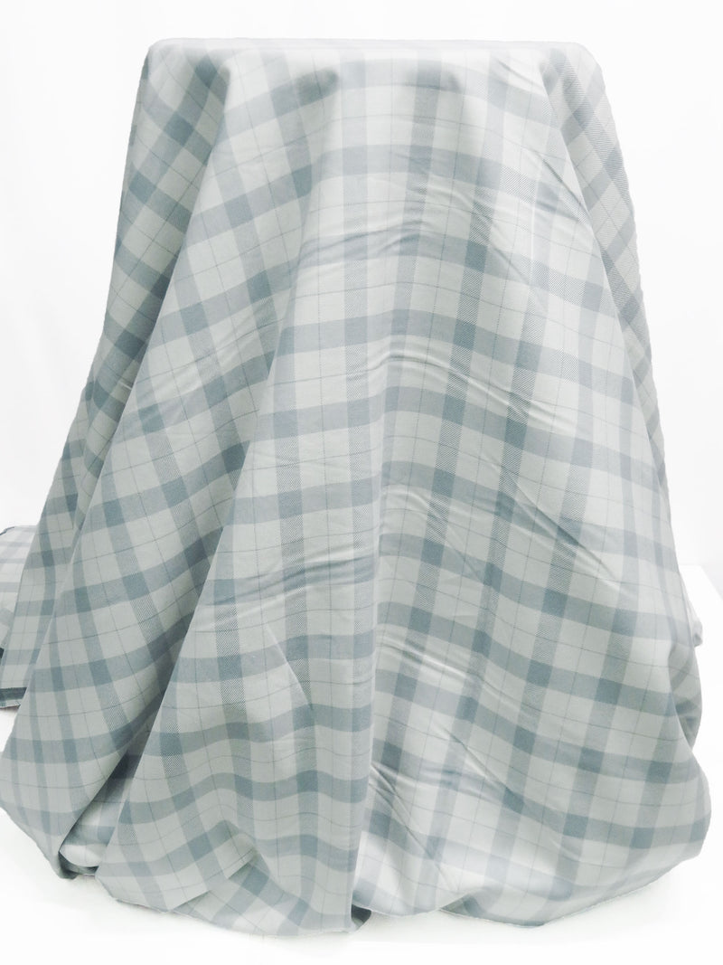 Frost Blue/Glacier White 100% Cotton Yarn-Dyed Plaid Flannel - NY Designer - 58W