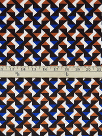 Sapphire/Cinnamon Brown/Almond/Black Polyester/Lycra Geometric Print DTY Knit 56W