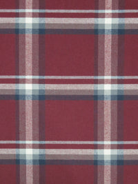 Cranberry/Slate Blue/Steel Gray/White 100% Cotton Yarn-Dyed Plaid Flannel - NY Designer - 58W