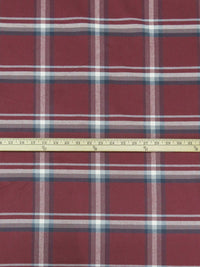 Cranberry/Slate Blue/Steel Gray/White 100% Cotton Yarn-Dyed Plaid Flannel - NY Designer - 58W