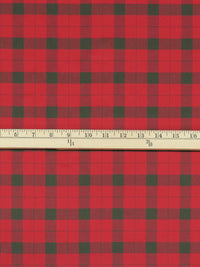 Cherry Red/Rifle Green 100% Cotton Yarn-Dyed Plaid Shirt Weight Woven - NY Designer - 58W