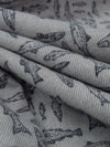 Pewter Gray/Muted Black/White 100% Cotton Fish Print Flannel Shirting - NY Designer - 54W