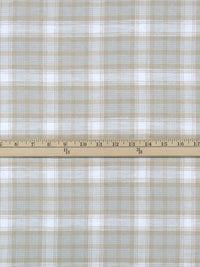 White/Oatmeal/Pale Powder Blue 100% Cotton Plaid Design Brushed Suiting - NY Designer - 56W