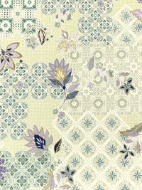 Cream/Dusty Lilac/Misty Moss/Multi 100% Rayon Ornate Floral Print Crepe Challis 54W