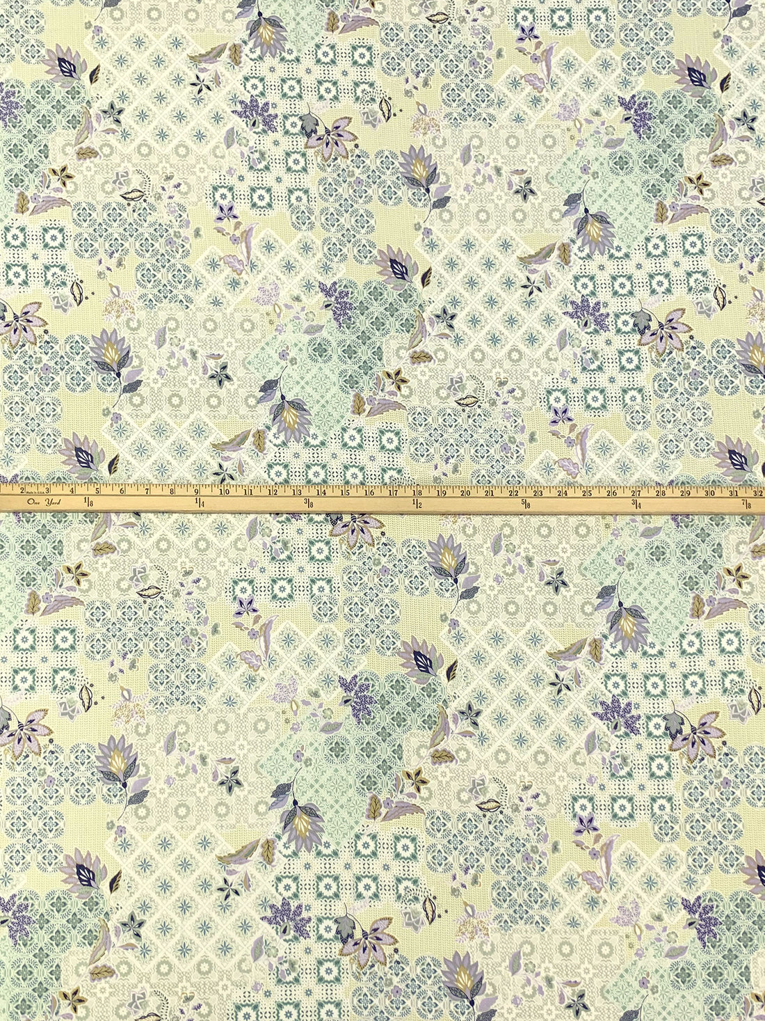 Cream/Dusty Lilac/Misty Moss/Multi 100% Rayon Ornate Floral Print Crepe Challis 54W