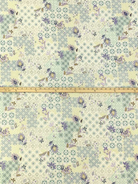 Cream/Dusty Lilac/Misty Moss/Multi 100% Rayon Ornate Floral Print Crepe Challis 54W