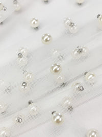 SOLD AS IS ONLY - Off-White 100% Nylon Pearl Netting - Norma Kamali - 67W