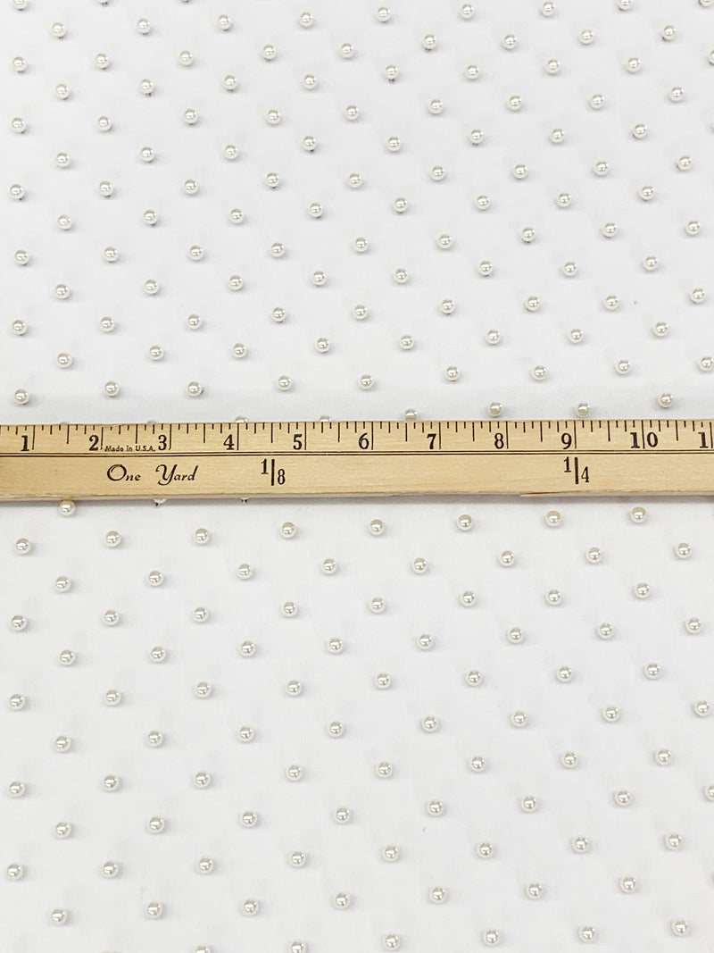 SOLD AS IS ONLY - Off-White 100% Nylon Pearl Netting - Norma Kamali - 67W