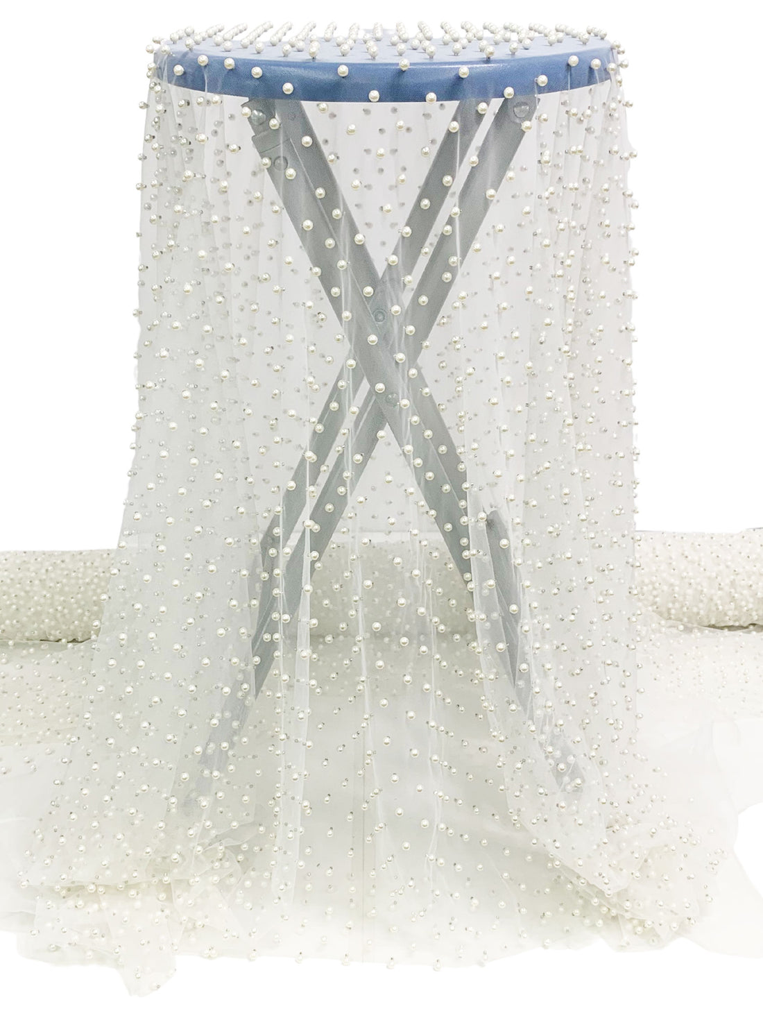 SOLD AS IS ONLY - Off-White 100% Nylon Pearl Netting - Norma Kamali - 67W