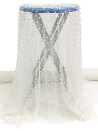 SOLD AS IS ONLY - Off-White 100% Nylon Pearl Netting - Norma Kamali - 67W