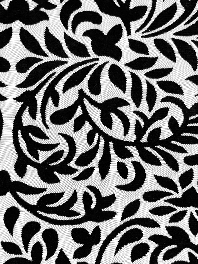 Black Polyester/Lycra Velvet Floral Burnout Netting - Norma Kamali - 62W
