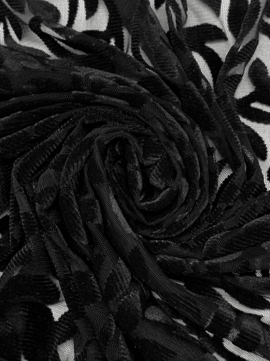 Black Polyester/Lycra Velvet Floral Burnout Netting - Norma Kamali - 62W
