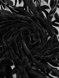 Black Polyester/Lycra Velvet Floral Burnout Netting - Norma Kamali - 62W