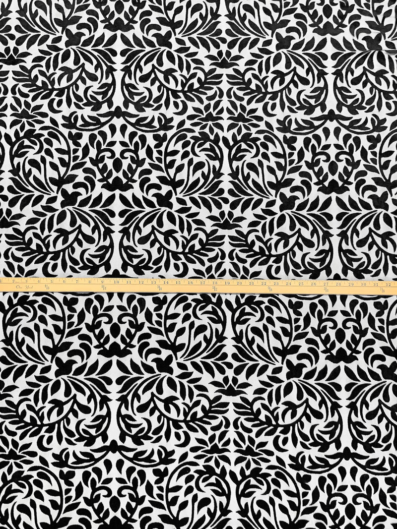 Black Polyester/Lycra Velvet Floral Burnout Netting - Norma Kamali - 62W