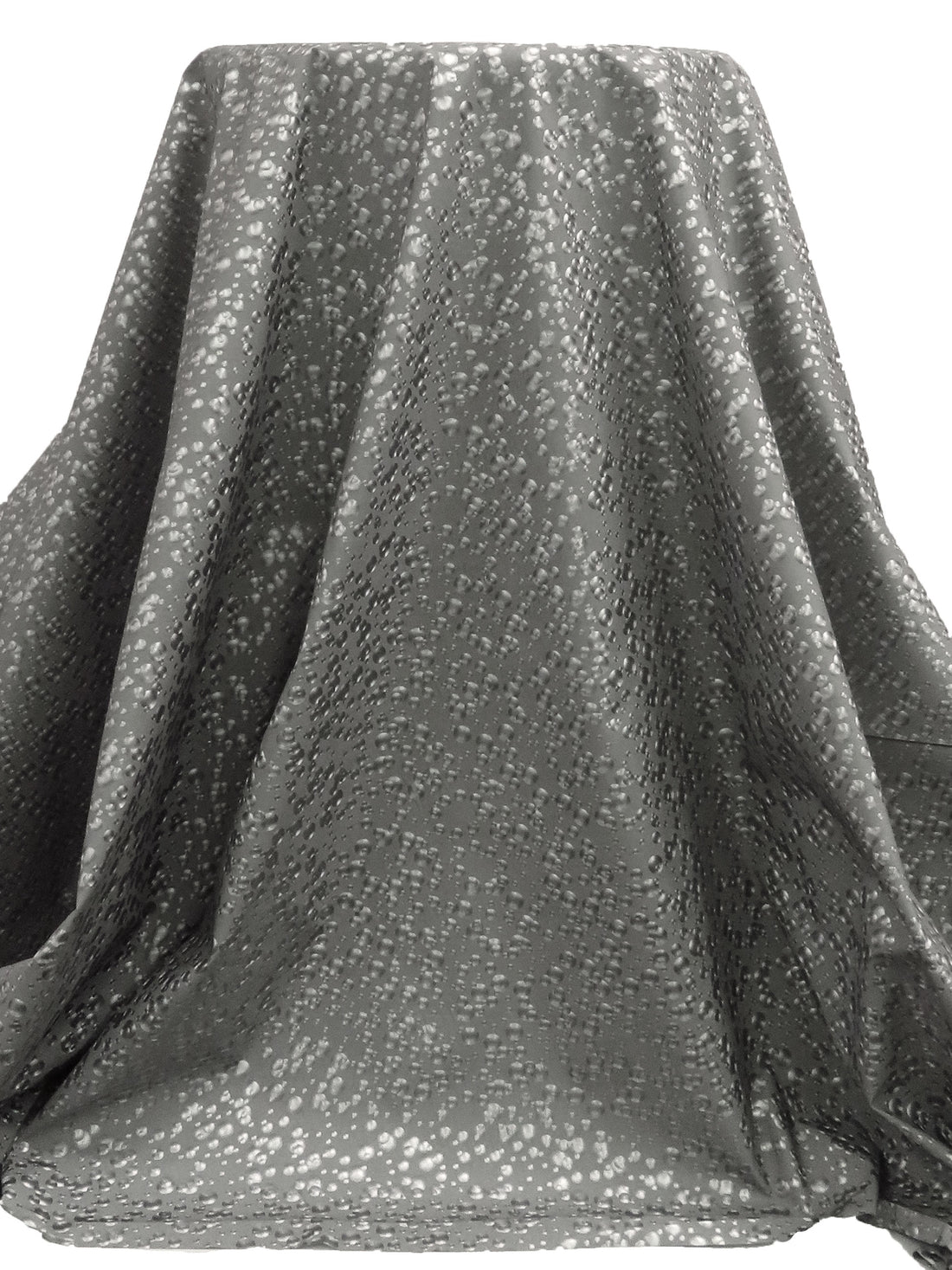 Spanish Gray/Silver 100% Polyester Fused Hologram Bubbles Vinyl Poplin - Norma Kamali - 59W