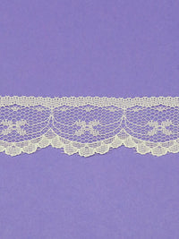 1.25" Eggshell 100% Polyester Floral Scalloped Lace Netting Edging Trim