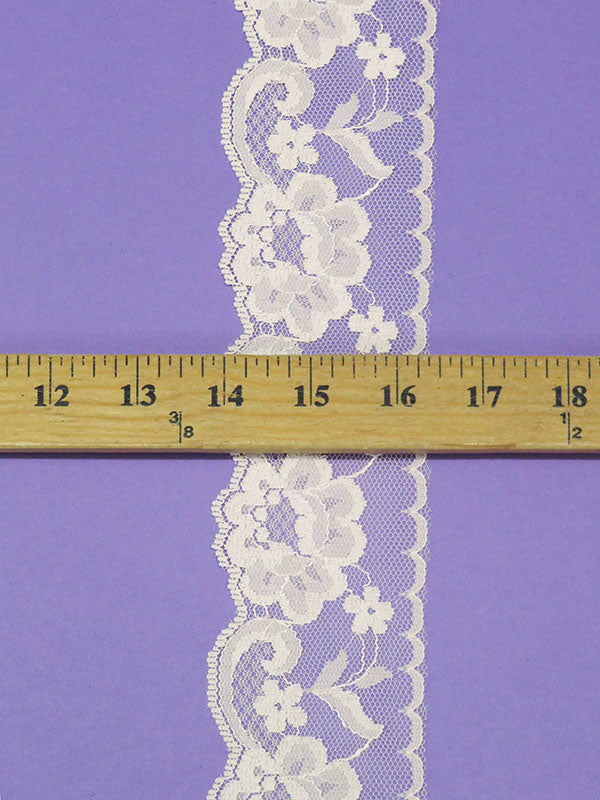 2.5" Coconut White Rayon/Polyester Scalloped Lace Netting Edging Trim