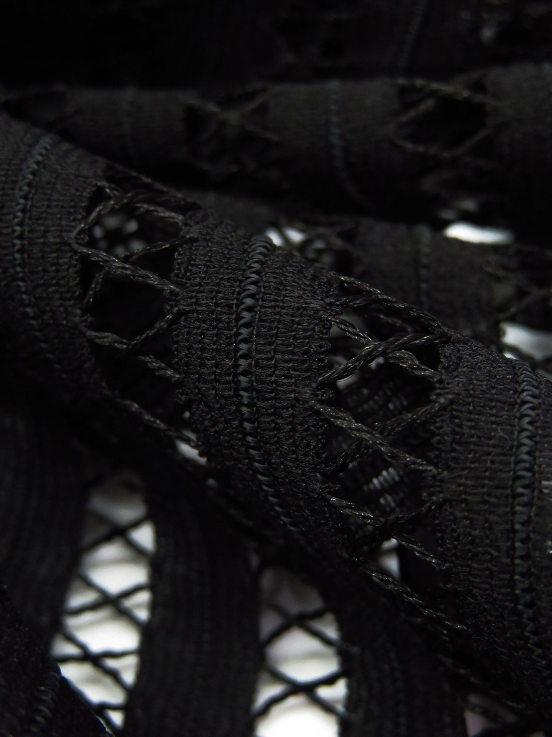 Black 100% Nylon Vertical Stripe Weave Novelty Lace - 62W