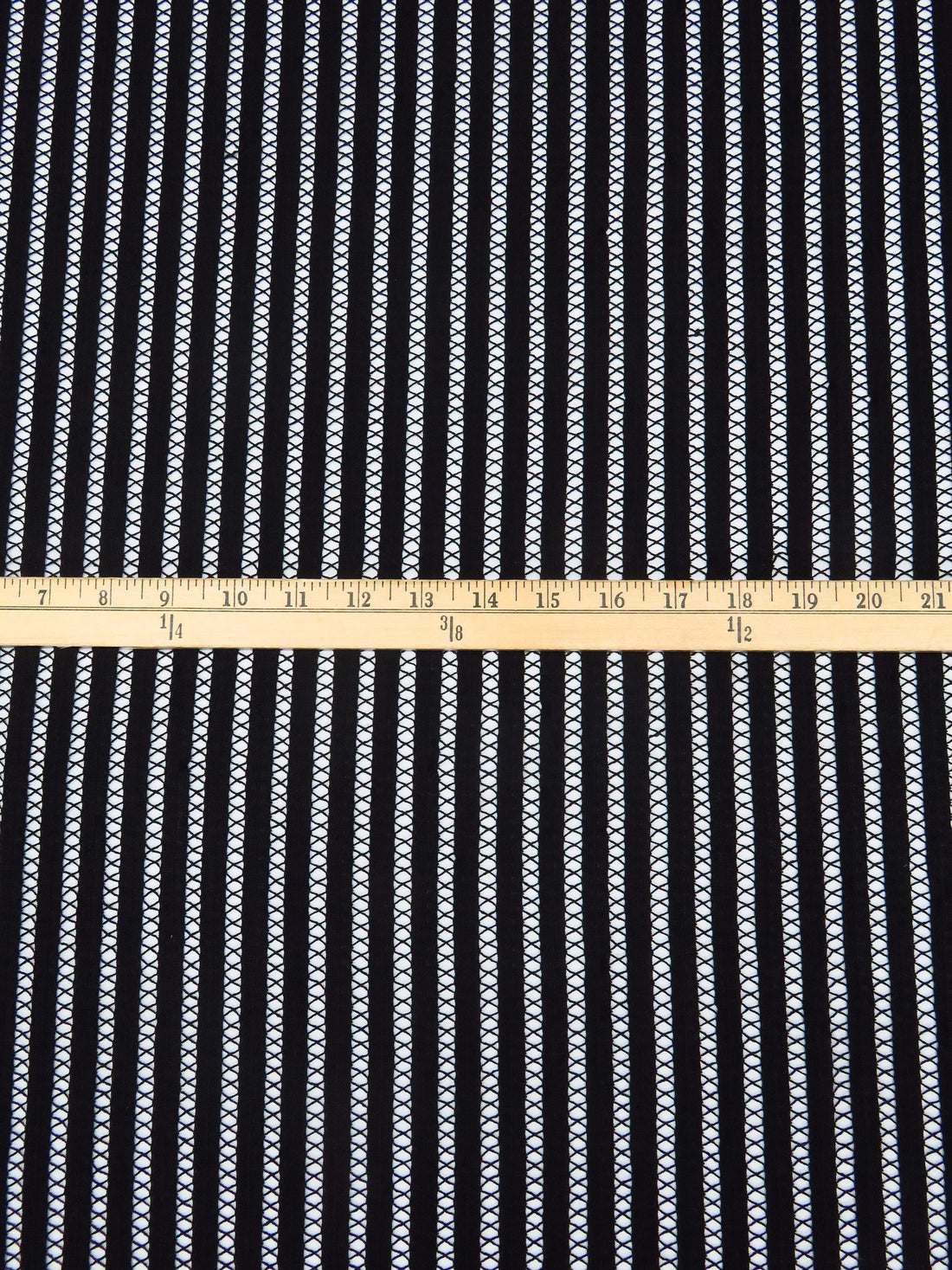 Black 100% Nylon Vertical Stripe Weave Novelty Lace - 62W