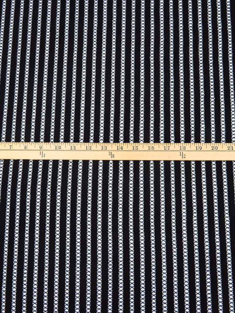 Black 100% Nylon Vertical Stripe Weave Novelty Lace - 62W