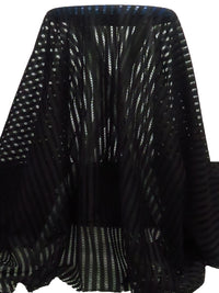 Black 100% Nylon Vertical Stripe Weave Novelty Lace - 62W