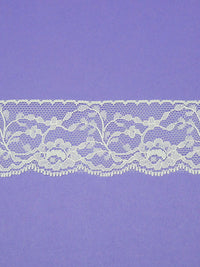 2.25" Porcelain White 100% Polyester Floral Scalloped Lace Netting Edging Trim